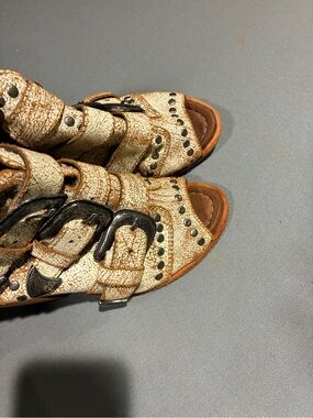 liberty Metallic Cracked Gold Studded Open-Toe Sandals